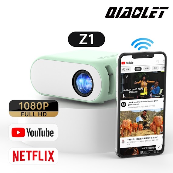 Máy Chiếu Mini Qiaolet Z1 Android Ios Hd Hỗ Trợ Video Hd Và Kết Nối Với Điện Thoại, Laptop, Máy Tính