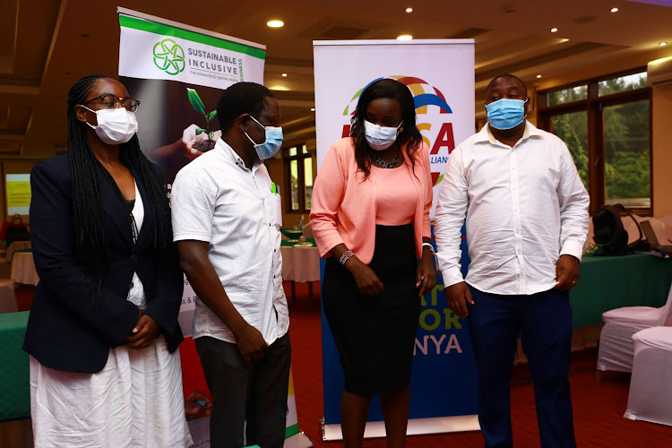 French Embassy representative Marie Fidela, Mombasa count environment executive Godfrey Nyoingesa, Kepsa deputy CEO Martha Cheruto and county Youth chief offcier Innocent Mugabe on Friday.