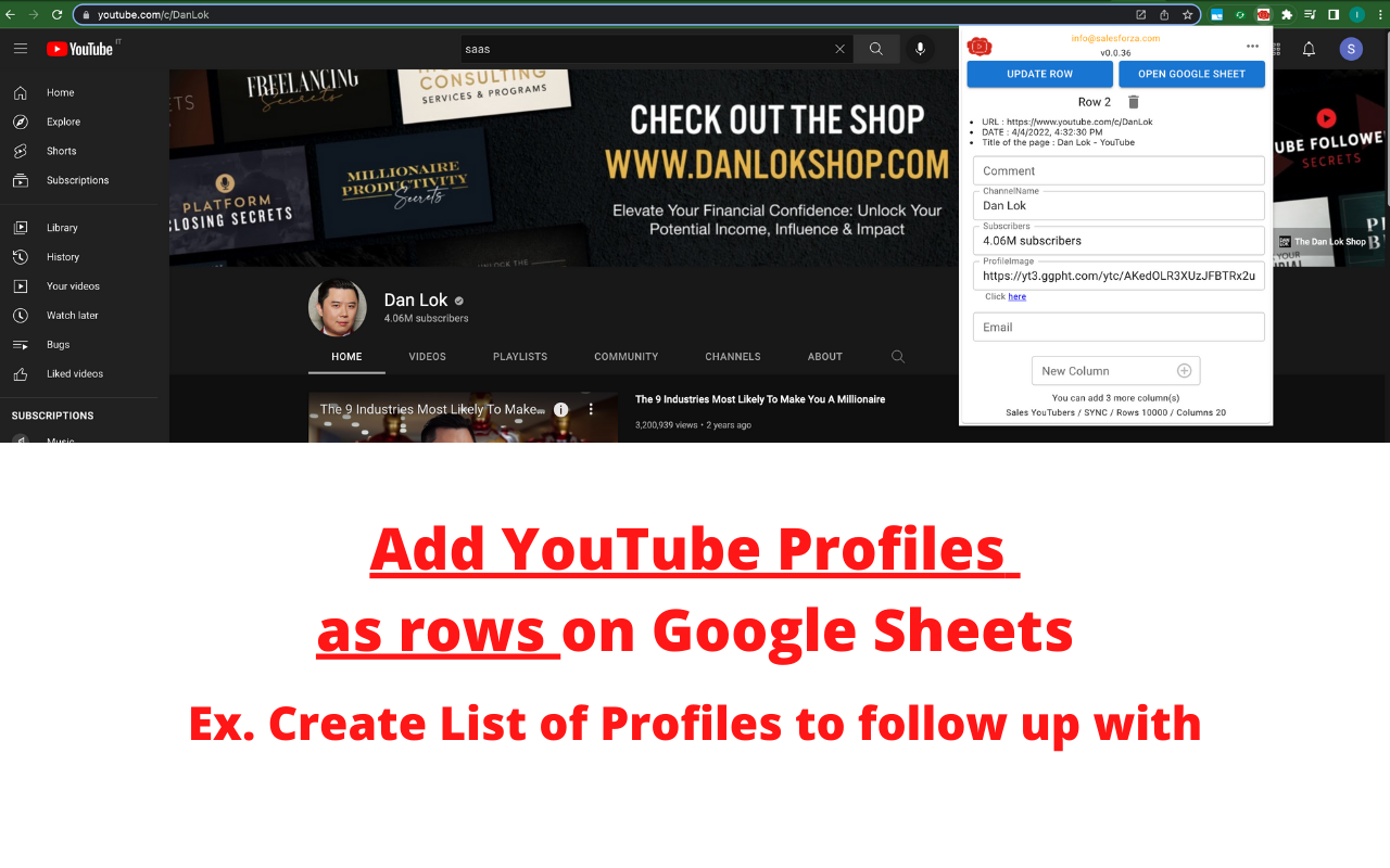 Youtube Influencers CRM Sync to Google Sheets Preview image 0