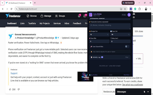 FreelancerPK Auto Bidder screenshot 2