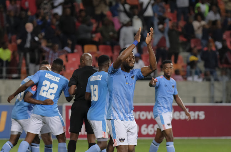 Chippa United celebrate after scoring a goal during the Absa Premiership match between Chippa United and SuperSport United at Nelson Mandela Bay Stadium on December 21, 2019 in Port Elizabeth, South Africa.