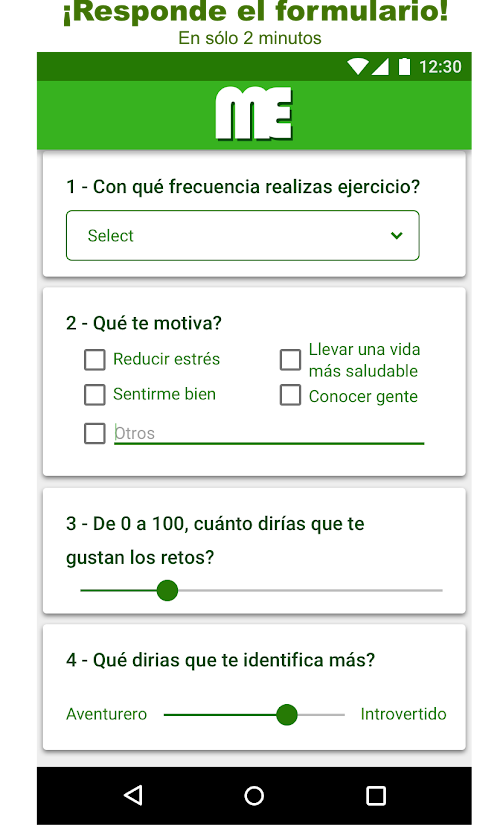 Android application ME Recomendador de Bienestar screenshort