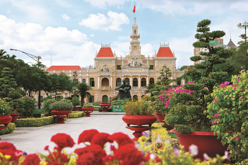 A plaza in Saigon (Ho Chi Minh City), Vietnam, seen during a River Orchid cruise. 