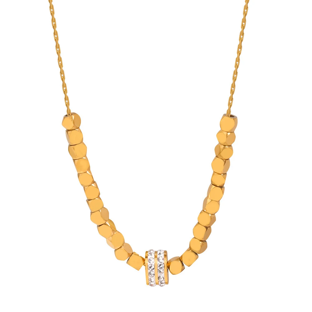 Title 3, Gouden titanium stalen ketting met ronde geomet...