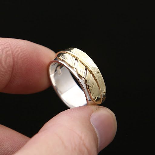 Title 1, S925 Sterling Silver Fashion Simple Feather Rin...