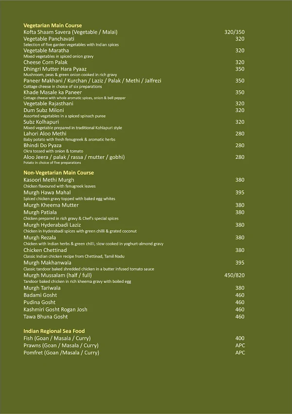 Olivia- GCC Hotel & Club menu 