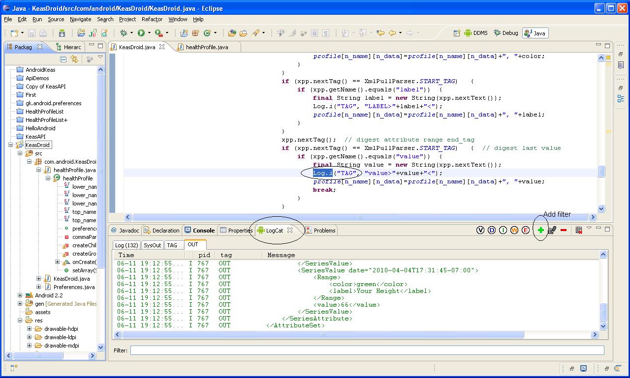 Android On Keas Using Logcat With Filters