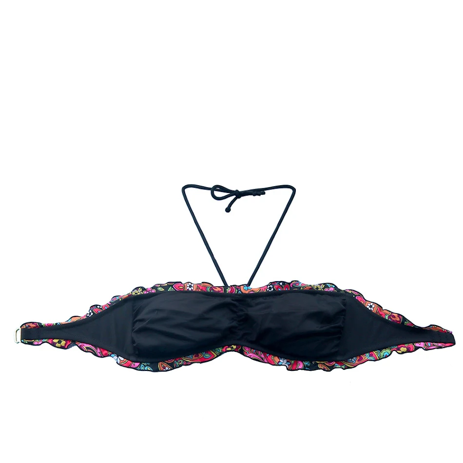 Nieuwe Tube Top Bikini voor Dames Push Up Zwart Badpak Europees en Amerikaans Veterbroekje Golf Kant