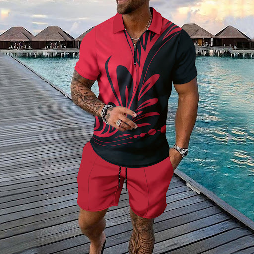 Title 8, Mens Leaf Printed Short-sleeved Shorts for ult...