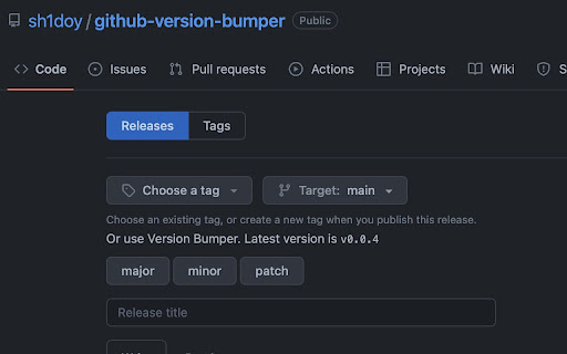 GitHub Release Tag Version Bumper