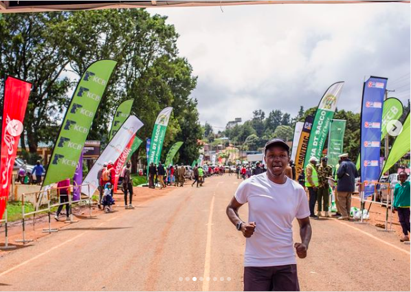 Cheruiyot Kirui when he finished a race in Elgeyo Marakwet county promoting climate-smart resilient practices