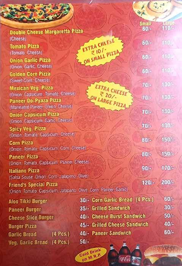 Friends Pizza menu 