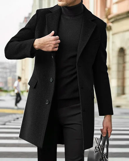 Men's Long Sleeve Plus Size Winter Coat Lapel Collar Padd... - 1