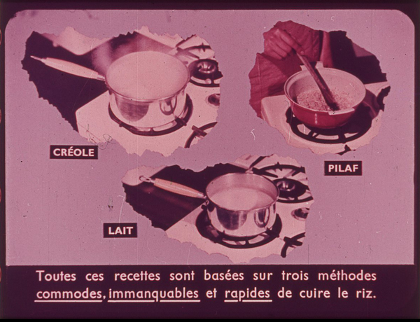 Films fixes et publicités de quartier (educational filmstrips) sur www.filmfix.fr : Les trois méthodes de cuisson du riz