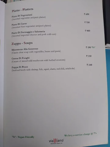 Via Milano menu 