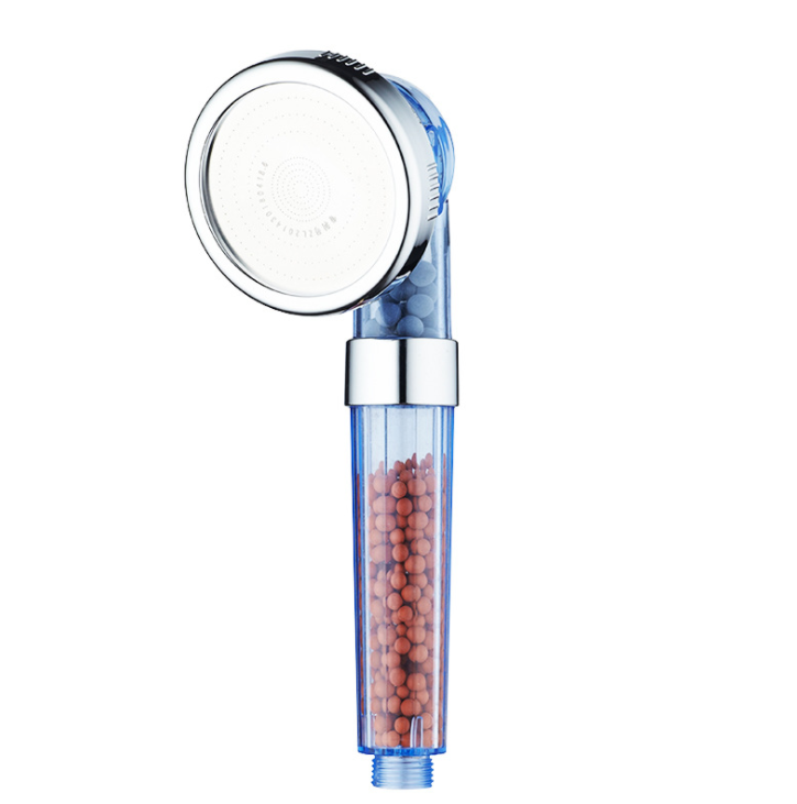 Pomme de Douche Transparente à 3 Vitesses avec Filtre et Ions Négatifs, Purifie l'Eau pour une Douche Revigorante