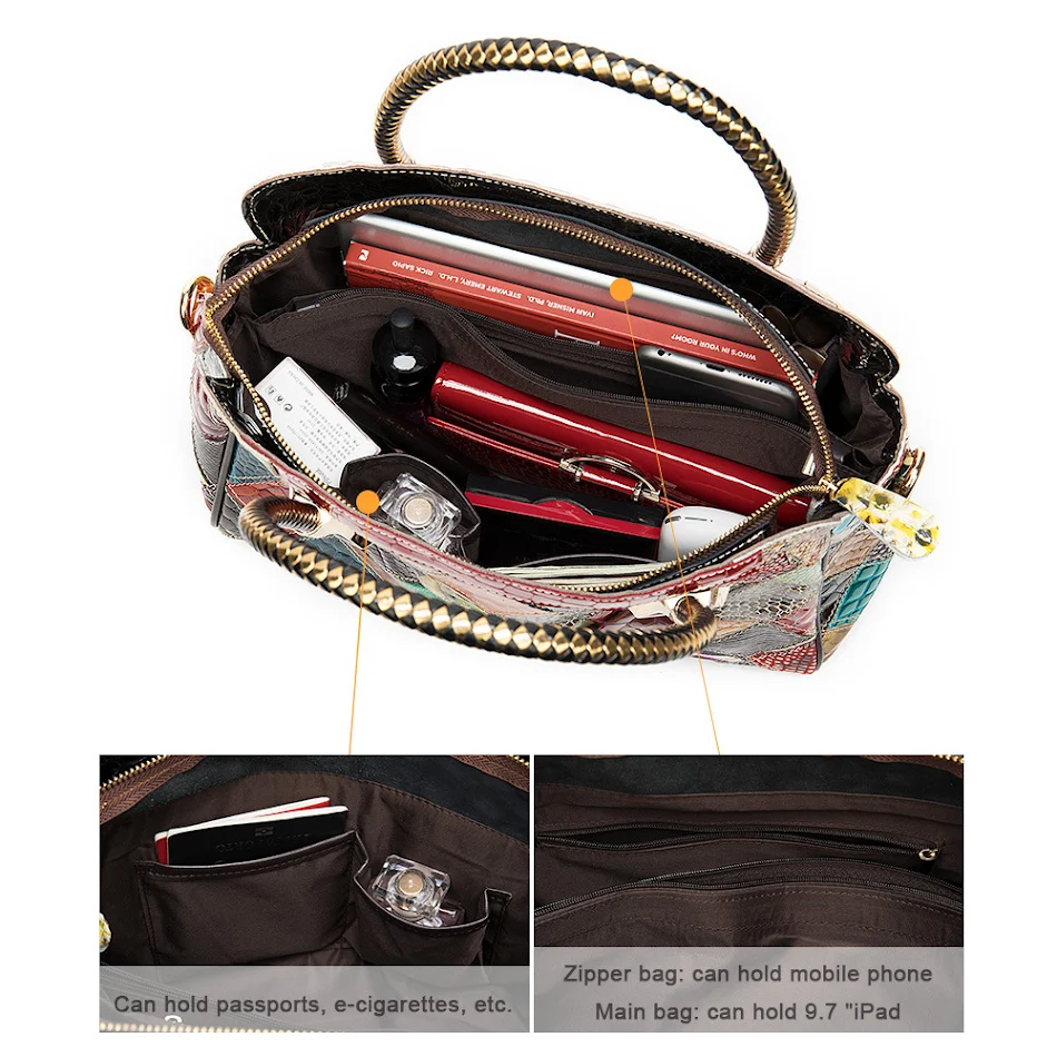 Bolsa de mão feminina com design de um ombro e costura colorida. Elegância e praticidade em um acessório moderno, perfeito para diversas ocasiões.