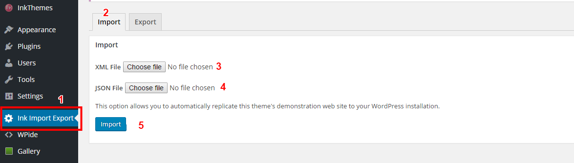  InkThemes Import Export