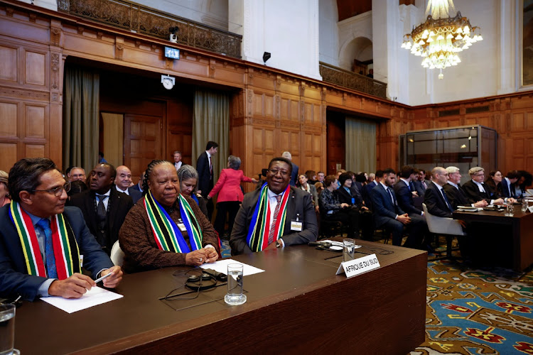 International relations and co-operation director-general Zane Dangor, minister Naledi Pandor and South African ambassador to the Netherlands Vusimuzi Madonsela at the ICJ on Friday. The South African Jewish Board of Deputies has said the court recognised Israel's power to defend its citizens when it denied South Africa's request for a ceasefire.