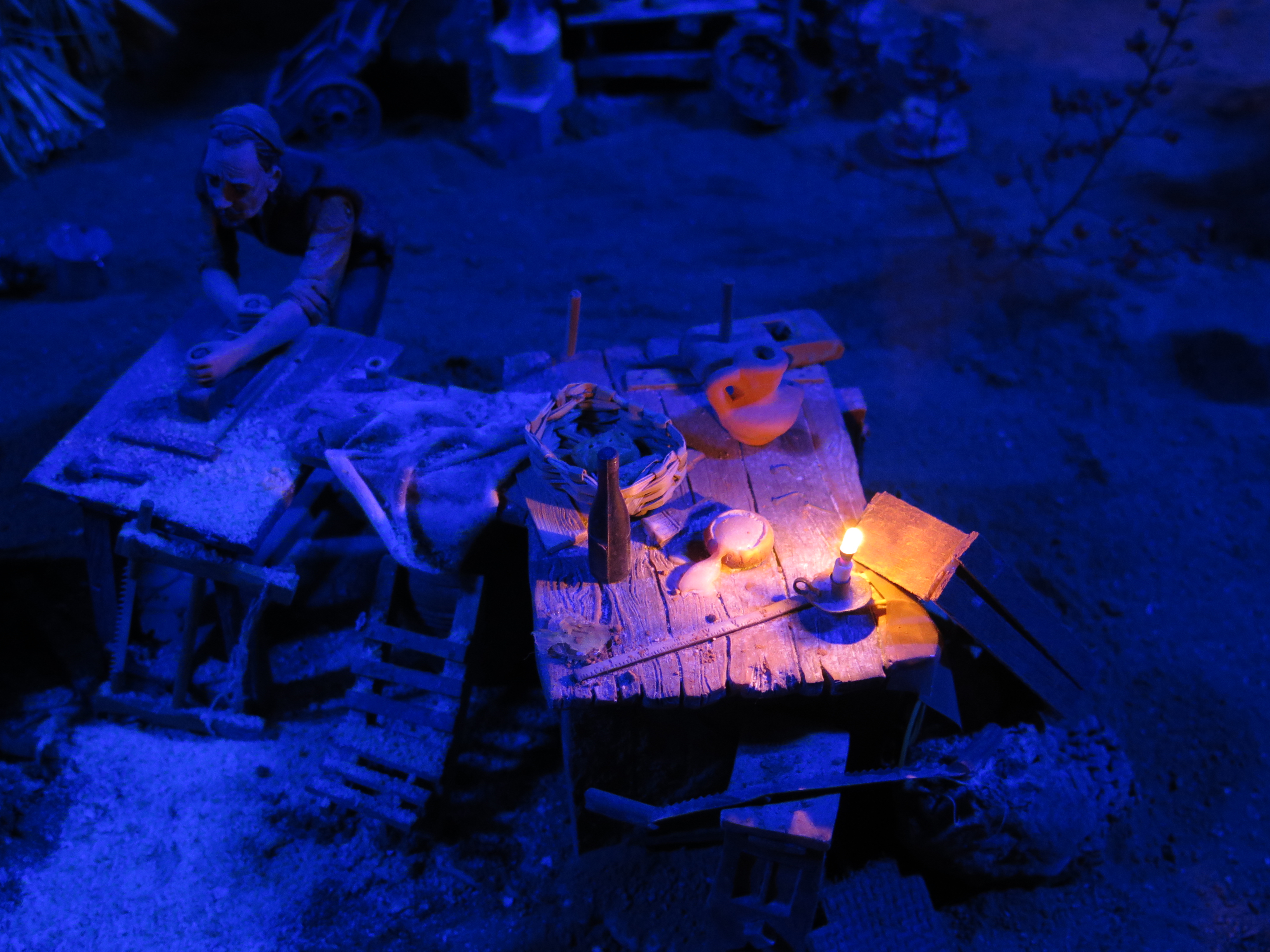 luce blu nel presepe di malte