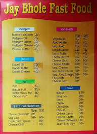 Jay Bhole Fast Food menu 2