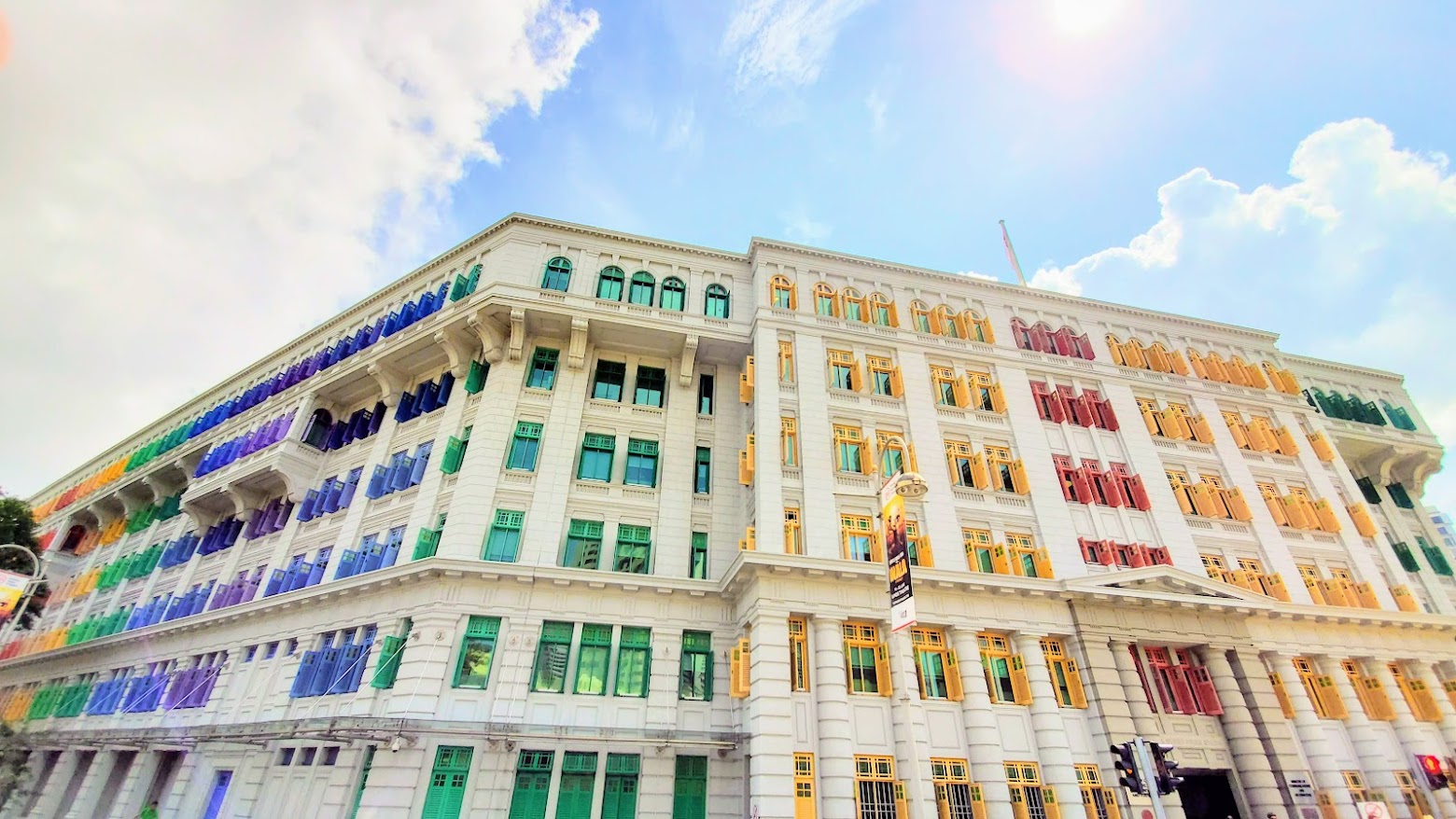 Old Hill Street Police Station, the building with the colorful rainbow windows