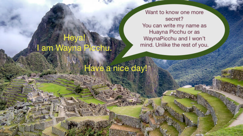 mountain Huayna Picchu visible behind Machu Picchu ruins. Shown to the readers of this guide to how to visit Machu Picchu on your own.