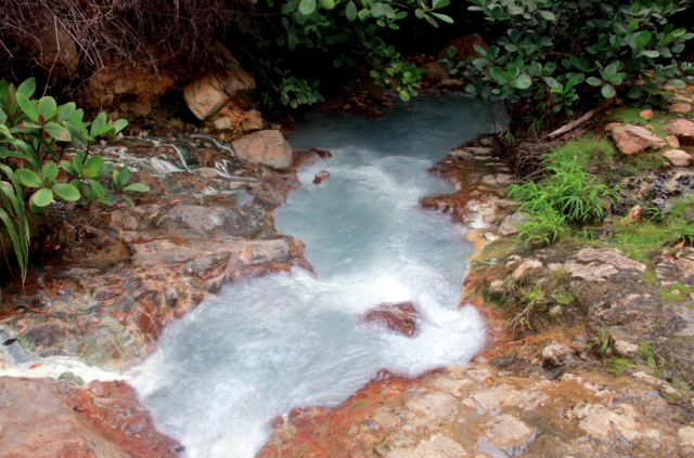 A closeup of Breakfast River en route to the Boiling Lake.