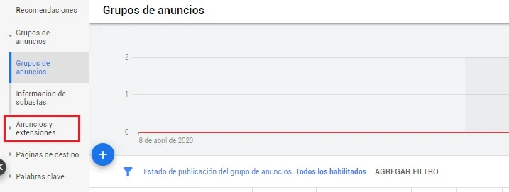 Campaña para extensión formulario de clientes potenciales en Google Ads