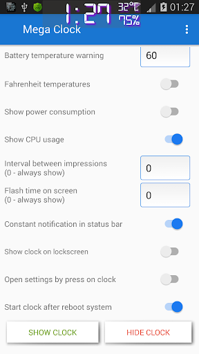 Mega Clock ● Launcher ● Weather ● Clean ● Rotator