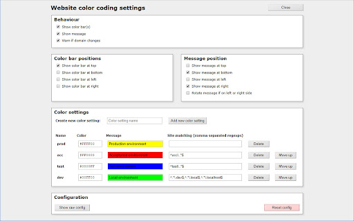 Website color coding