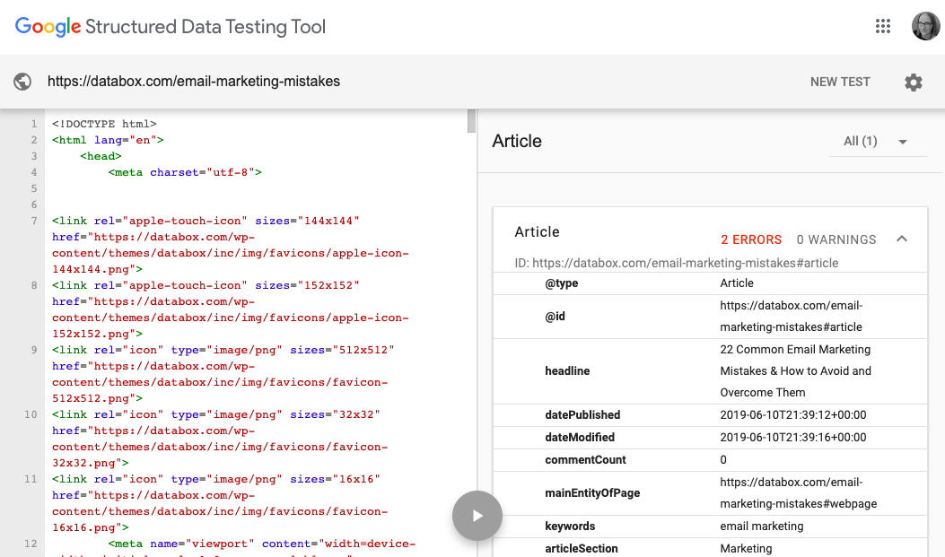 Failing to Include Structured Data