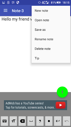 Screenshot Voice Notebook speech to text