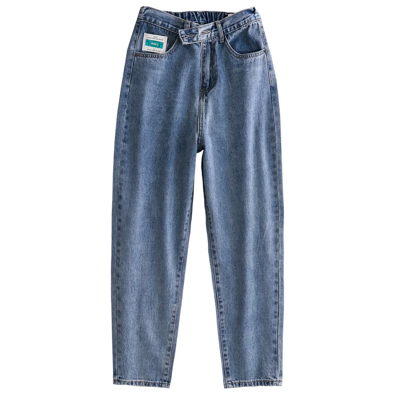 Dames Denim Harlem broek met strakke taille en enkellengte. Comfortabele pasvorm en stijlvol design voor een trendy uitstraling.