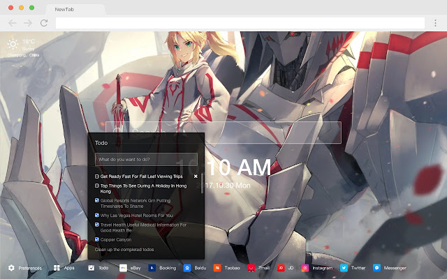 Red saber pop HD star new tab page theme