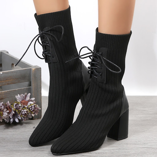 Title 4, New Flying Woven Surface Pointed-toe Lace High ...