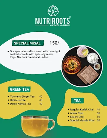 Nutriroots Juice Centre menu 