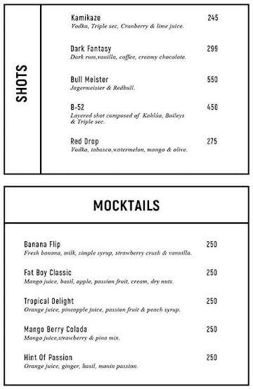 Black Plus White menu 