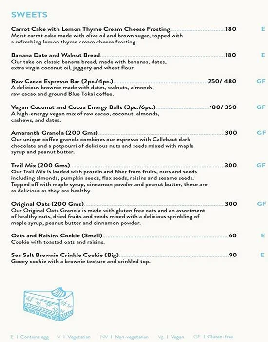 Blue Tokai Coffee Roasters menu 