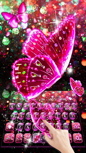 Pink Glitter Butterfly Keyboard Theme