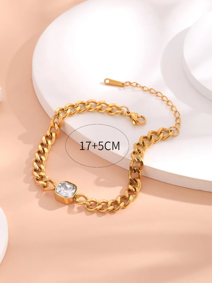 Pulseira Vazada de Aço Titânio Diamante Quadrado Torcido Polido – Estilo e Durabilidade, Design Moderno e Confortável para Uso Diário