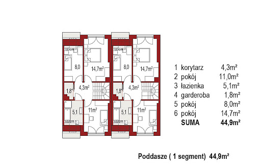 Iskra B dwurodzinny (jednorodzinny dwulokalowy) - Rzut poddasza