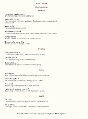 Diya - The Leela Ambience menu 
