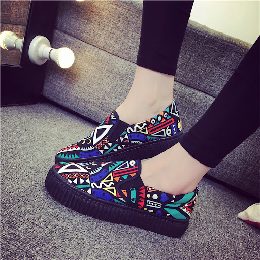 Title 6, Womens Graffiti Canvas Shoes Fleece-lined Plat...