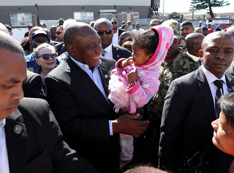 President Cyril Ramaphosa interacts with the community of Hanover Park in Cape Town ahead of the launch of the SAPS Anti Gang Unit in the Western Cape.