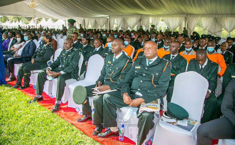 Officers during the Award-Kenya Gold Award presentations at State House, Nairobi on May 13, 2022.