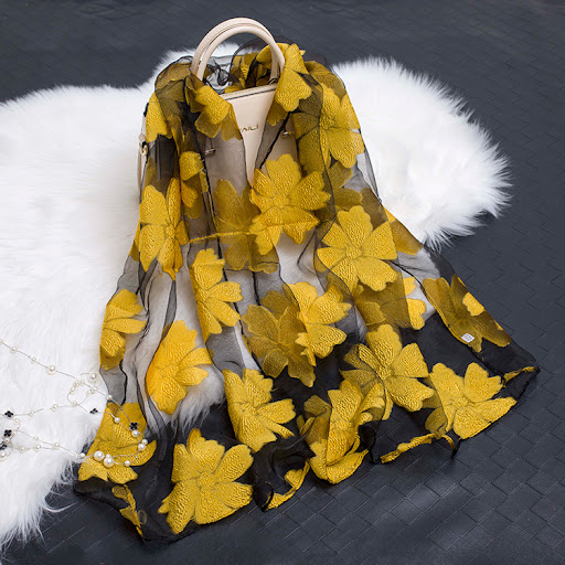 Title 5, Cut flowers hollow silk scarf simulation silk s...