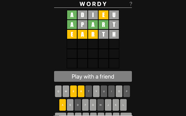 Wordy (Version of Wordle) Productivity & Fun chrome extension