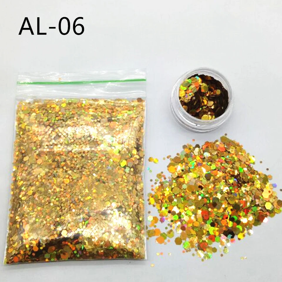 Title 15, 10g grote nail art pailletten, gemengde glitter...