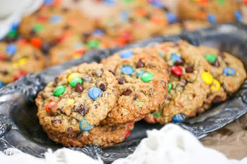 Flourless Jumbo Peanut Butter Monster Cookies